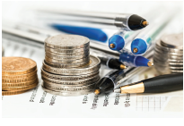 Financial picture Money, documents, pens
