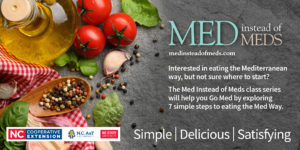 med instead of meds banner with vegetables