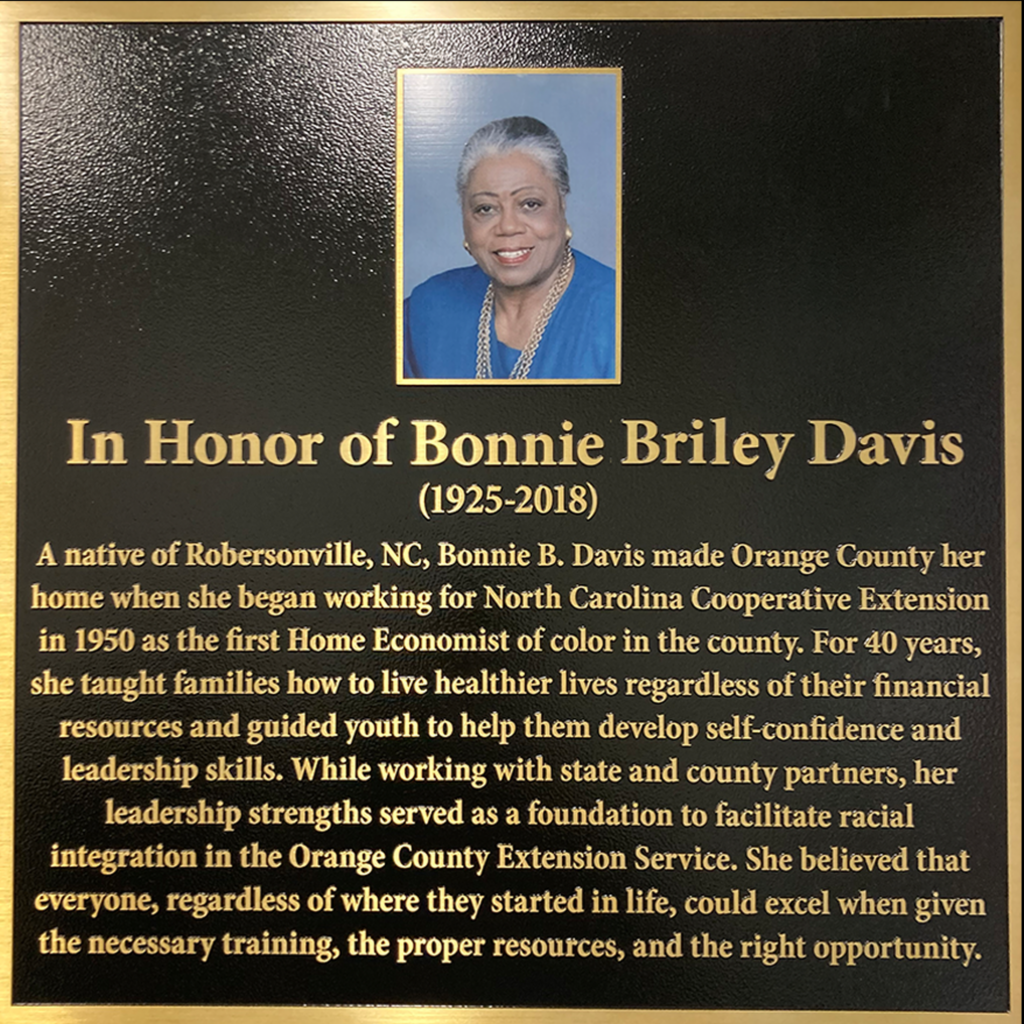 Plaque of Bonnie B Davis with photo