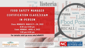 Food safety related word cloud and class dates.